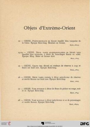 Objets d'Éxtreme-Orient (Nr. 22-44)