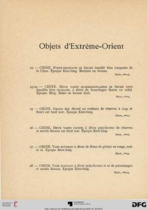 Objets d'Éxtreme-Orient (Nr. 22-44)