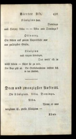 Drey und zwanzigster Auftritt. Die Königinn. Alba. Domingo