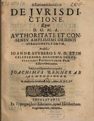 Assertiones iuridicae de iurisdictione