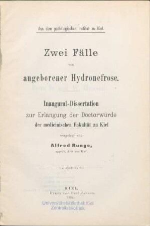 Zwei Fälle von angeborener Hydronefrose