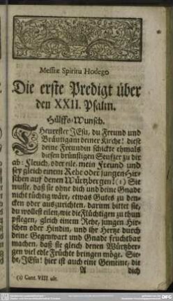 Die erste Predigt über den XXII. Psalm