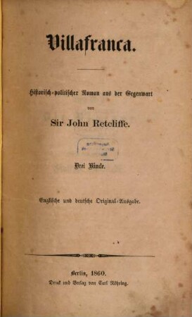 Villafranca oder Die Kabinete und die Revolutionen : historisch-politischer Roman aus der Gegenwart, 1,1. Erster Band, Die Prologe ; Abt. 1, Giuseppe Garibaldi