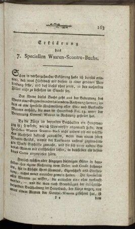Erklärung des 7. Speciellen Waaren-Sconto-Buchs