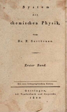System der chemischen Physik, 1