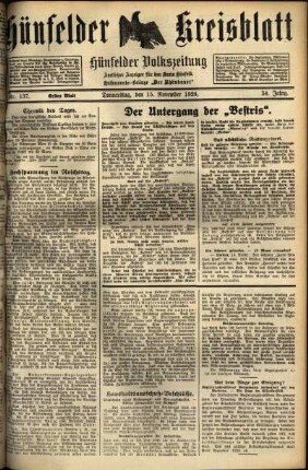 Erste Ausgabe vom Donnerstag, den 15. November 1928.