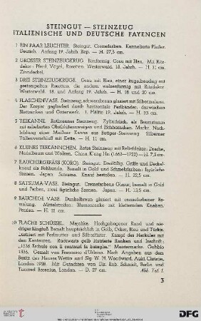Steingut – Steinzeug (Nr. 1-33)