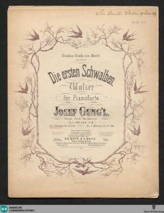 Die ersten Schwalben : Walzer für Pianoforte; op. 344