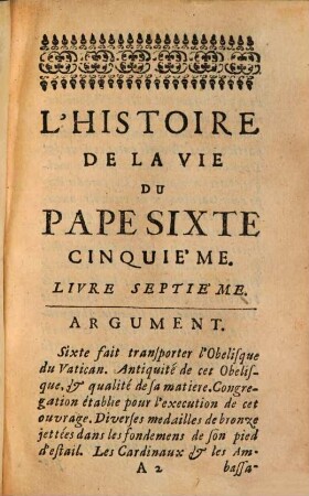 L' Histoire De La Vie Du Pape Sixte Cinquieme. 2