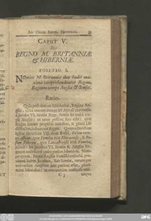 Caput V. de Regno M. Britanniae & Hiberniae.
