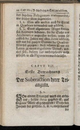 Caput VII. Erste Betrachtung - Andere Betrachtung.