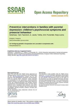 Preventive interventions in families with parental depression: children's psychosocial symptoms and prosocial behaviour