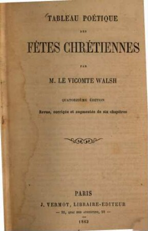 Tableau poétique des fêtes chrétiennes