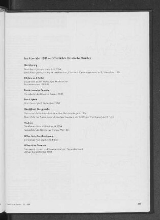 Im November 1984 veröffentlichte Statistische Berichte