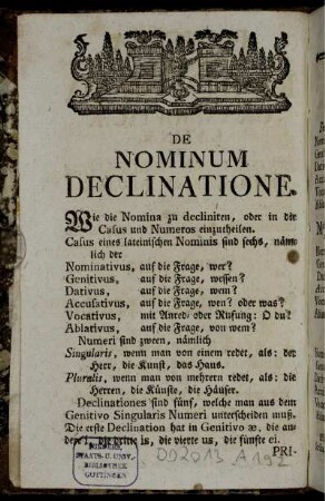 De Nominum declinatione.