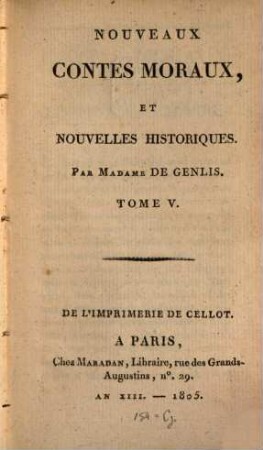Nouveaux Contes Moraux, Et Nouvelles Historiques, 5