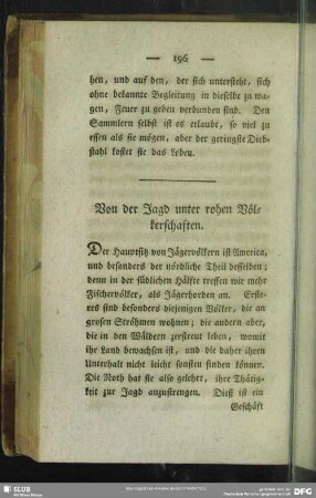 Von der Jagd unter rohen Völkerschaften