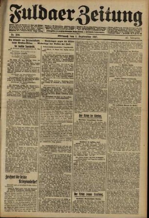 Ausgabe vom Mittwoch, den 01. September 1915.