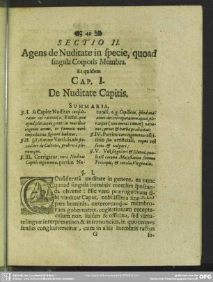 Sectio. II. Agens dde Nuditate in specie, quoad singula Corporis Membra