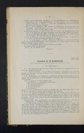Instruction für die Krankenwärter.