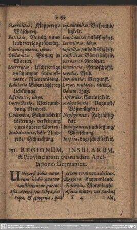 131. Regionum, Insularum, & Provinciarum quarundam Apellationes Germanicae