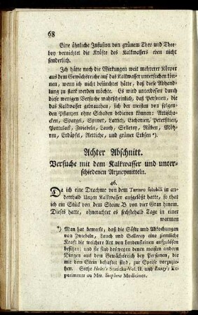 Achter Abschnitt. Versuche mit dem Kalkwasser und unterschiedenen Arzneymitteln.
