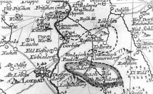 Löbau-Rosenhain. Oberlausitzkarte, Schenk, 1759