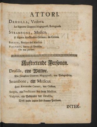Attori. Auftretende Personen.
