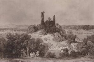 Ruine mit Umgebung. Aquarell von Th. Verhas