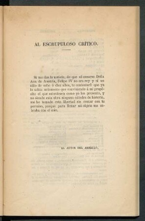 [Dedicatoria] Al escrupuloso crítico