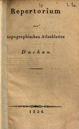 Repertorium des topographischen Atlasblattes Dachau