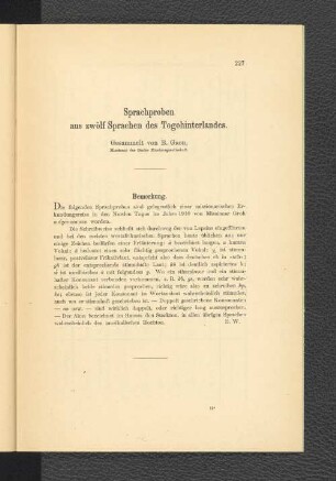 Sprachproben aus zwölf Sprachen des Togohinterlandes.