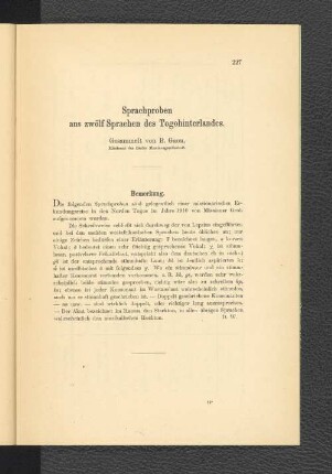Sprachproben aus zwölf Sprachen des Togohinterlandes.