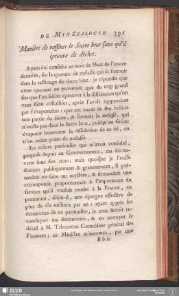 Manière de raffiner le Sucre brut sans qu'il éprouve de déchet