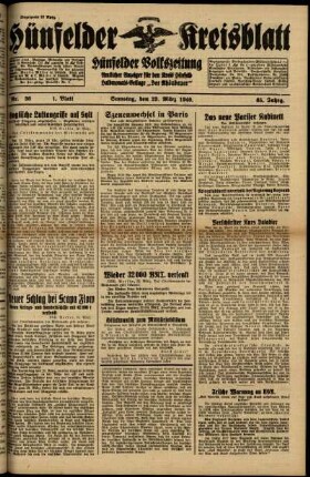 Erste Ausgabe vom Samstag, den 23. März 1940.