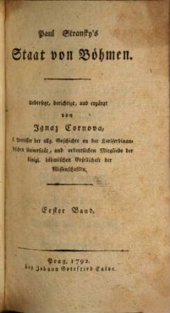 Paul Stransky's Staat von Böhmen, 1