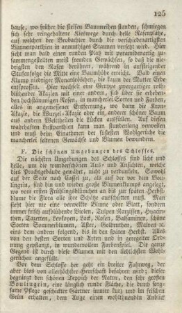 F. Die schönen Umgebungen des Schlosses.