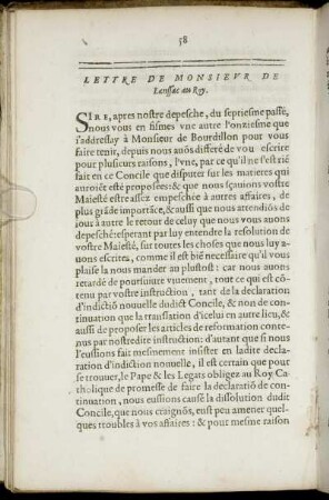 Lettre De Monsieur De Lanssac au Roy