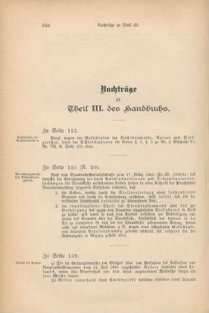 Nachträge zu Theil III. des Handbuchs