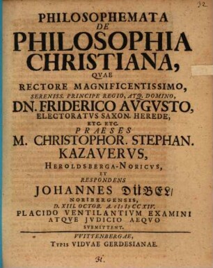 Philosophemata de philosophia Christiana