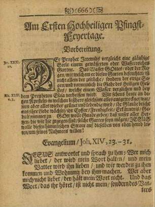 Am Ersten Hochheiligen Pfingst-Feyertage.