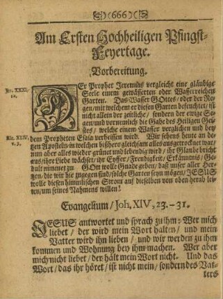 Am Ersten Hochheiligen Pfingst-Feyertage.