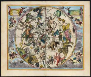 Himmelskarte, Kupferstich, 1661 : Haemisphaerium Stellatum Boreale Antiquum. - Amsterdam : Joannes Janssonius, 1661. - 1 Kt : Kupferst ; Diam. 41 cm, Bildgr. 52 x 44 cm. - Kt. in Kreisform. - Aus: Harmonia Macrocosmica Seu Atlas Universalis Et Novus / Andreas Cellarius