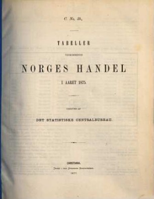 Norges officielle statistik. C. Nr. 3B, Tabeller vedkommende Norges handel : NOS = Norway's official statistics = Statistique officielle de la Norvège, 1875