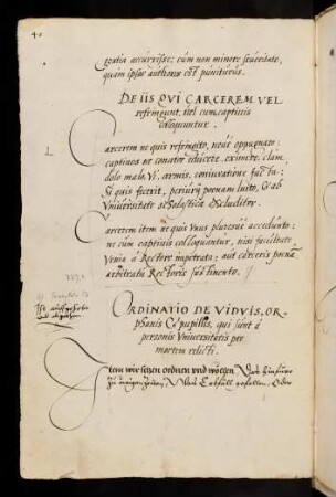 Ordinatio de viduis, orphanis et pupillis, qui sunt a personis Universitatis per mortem relicti vom 26.02.1518 [Abschrift, am Rande: "ist auffgehebt und abgethan"].