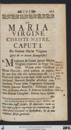 De Maria Virgine Christi Matre.