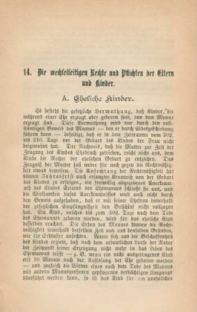 14. Die wechselseitigen Rechte und Pflichten der Eltern und Kinder