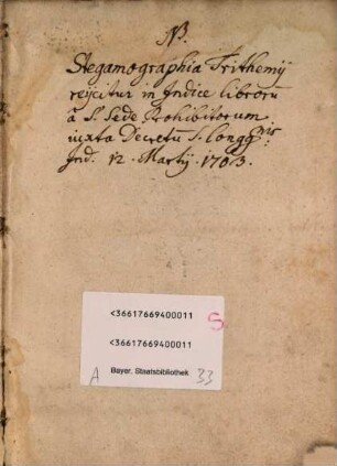 De scriptorib[us] eccl[es]iasticis : Disertissimi viri Johannis de Tritte[n]hem abbatis Spa[n]heme[n]sis De Scriptoribus ecclesiasticis collectanea