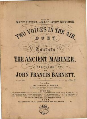 Two voices in the air : duet from the cantata The ancient mariner