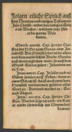 Folgen etliche Sprüch auß dem Neuwen und ewigen Testament Jesu Christi ...